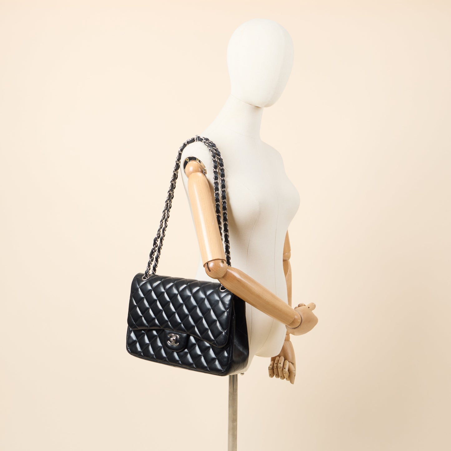 Chanel Shoulder Bag Classic Double Flap - Large, Lambskin Leather — Side View