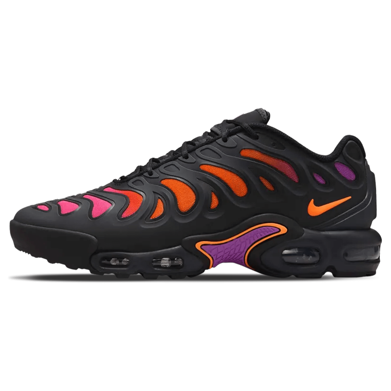 Nike Air Max Plus Drift 'Black Vivid Purple Total Orange' — UK 3 | EU 35.5 | US 3.5 — Front View