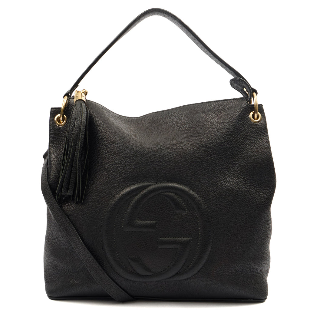 Gucci Shoulder Bag Soho Hobo in Black, Leather — Front View