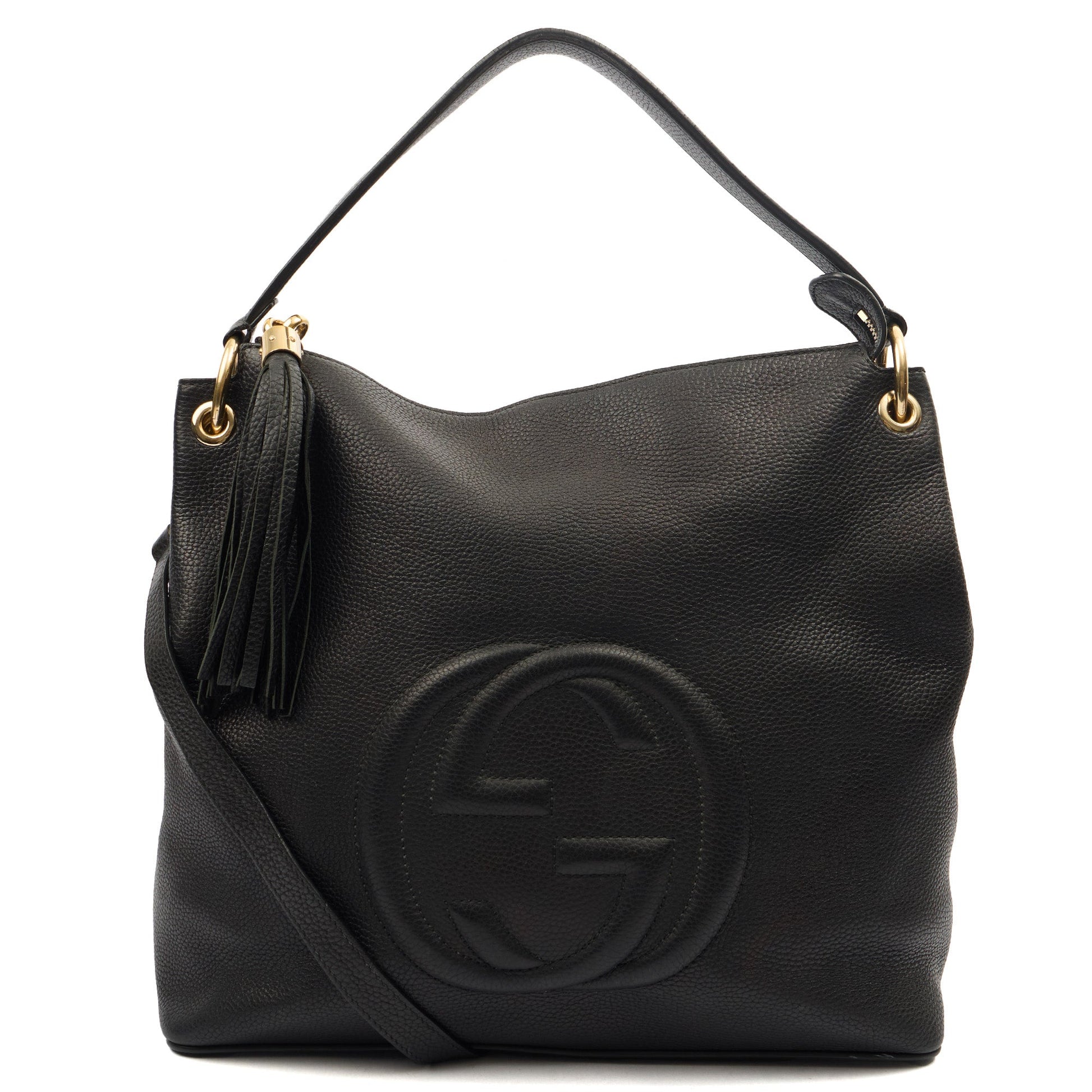 Gucci Shoulder Bag Soho Hobo in Black, Leather — Front View