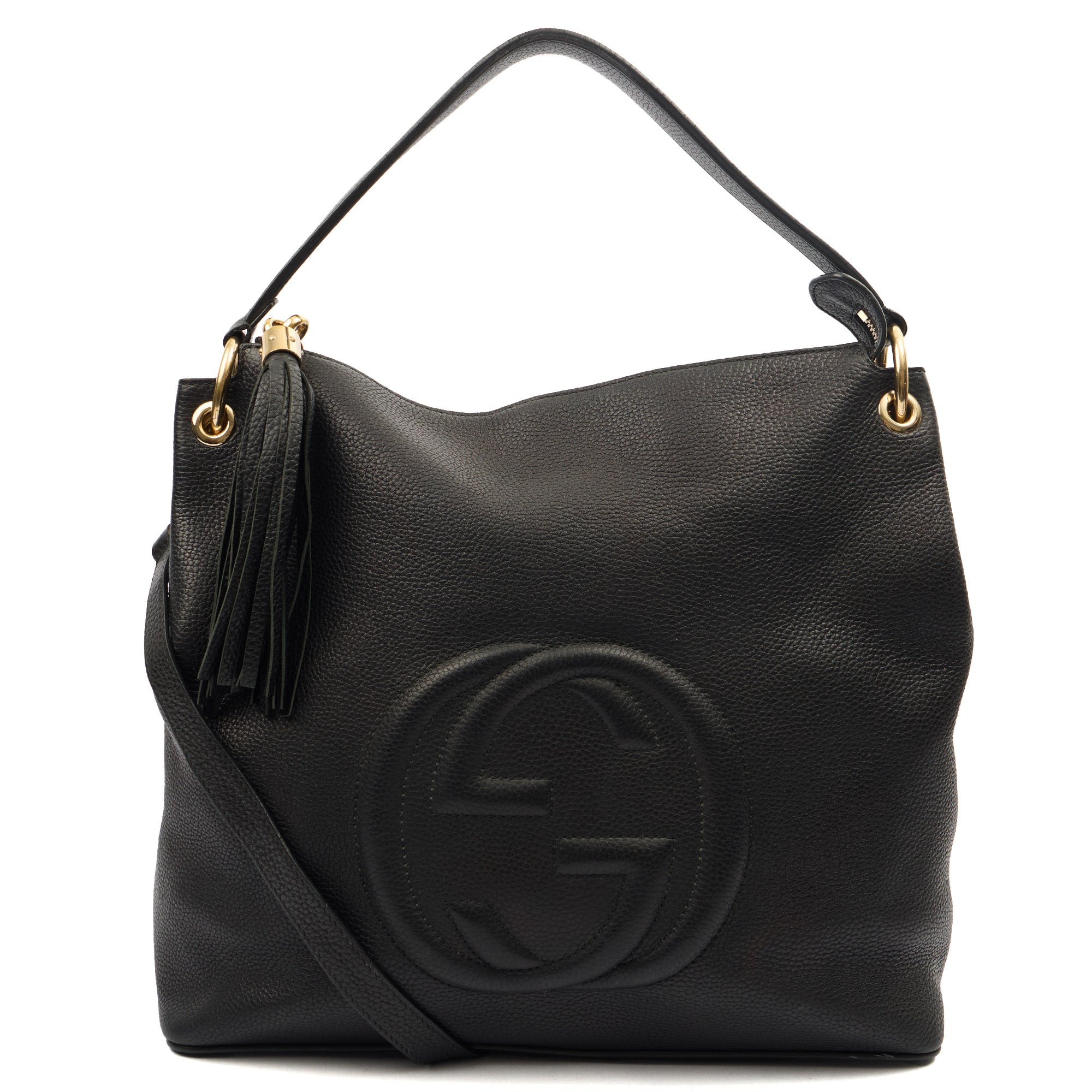 Gucci Shoulder Bag Soho Hobo in Black, Leather — Front View