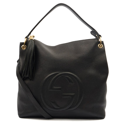 Gucci Shoulder Bag Soho Hobo in Black, Leather — Front View
