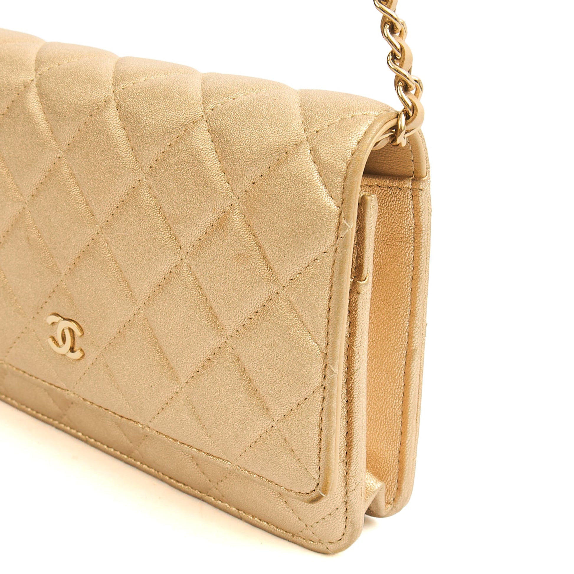 Chanel Cross Body Wallet on Chain in Metallic, Fabric — Alternate View 14