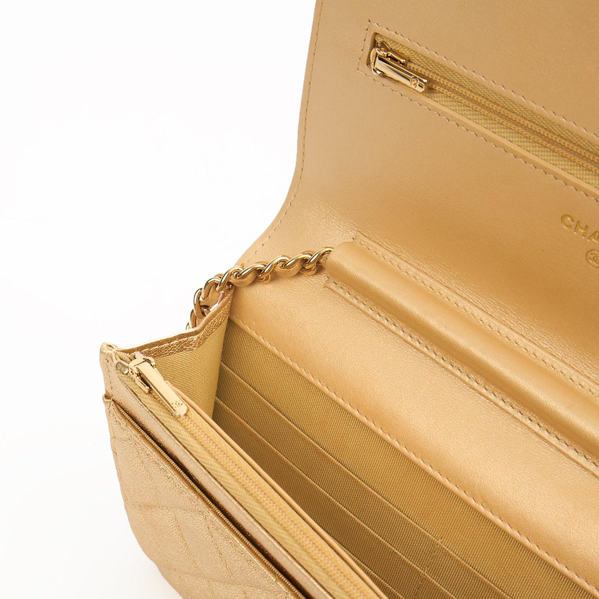 Chanel Cross Body Wallet on Chain in Metallic, Fabric — Alternate View 8