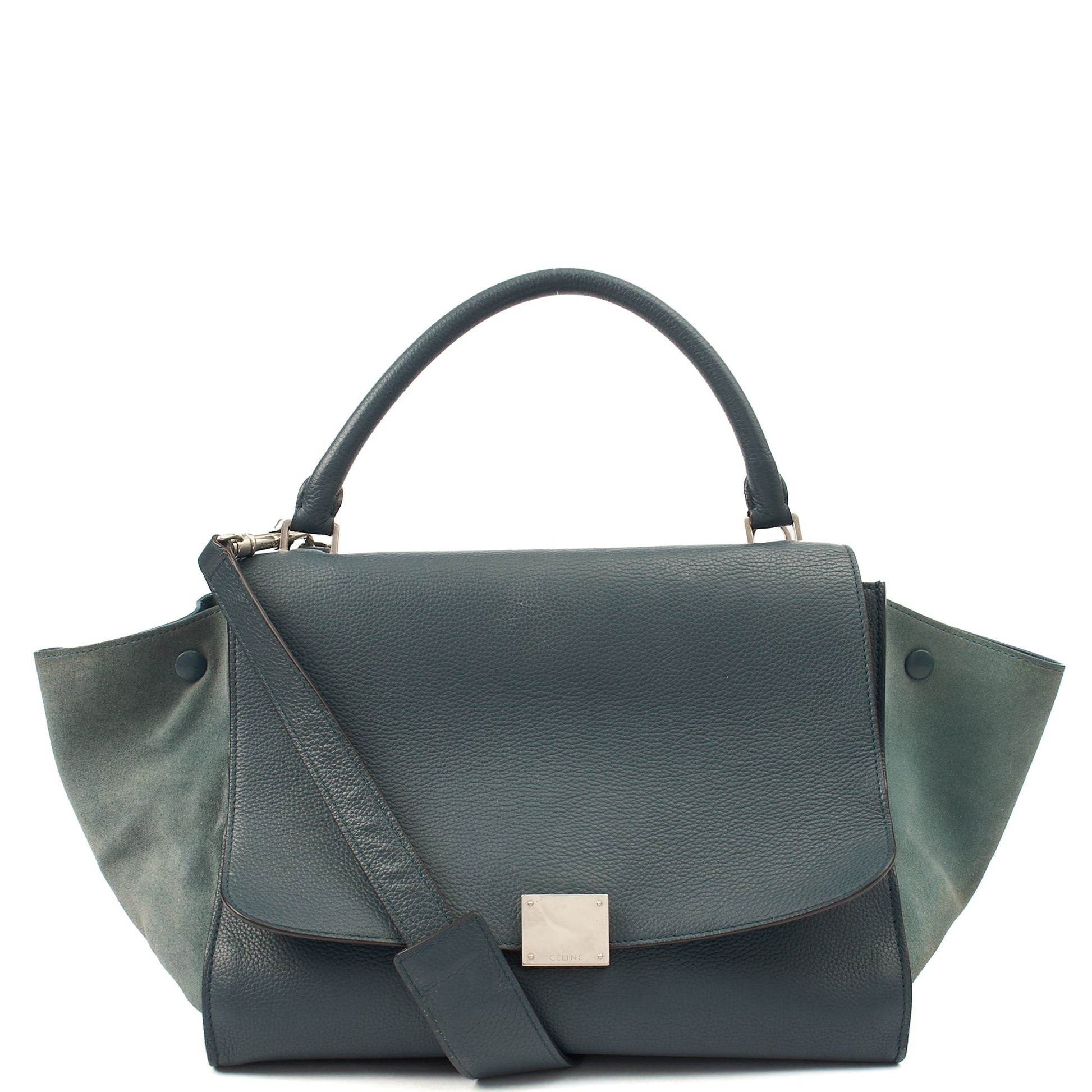 Celine Shoulder Bag Trapeze - Large in Blue, Leather — Front View