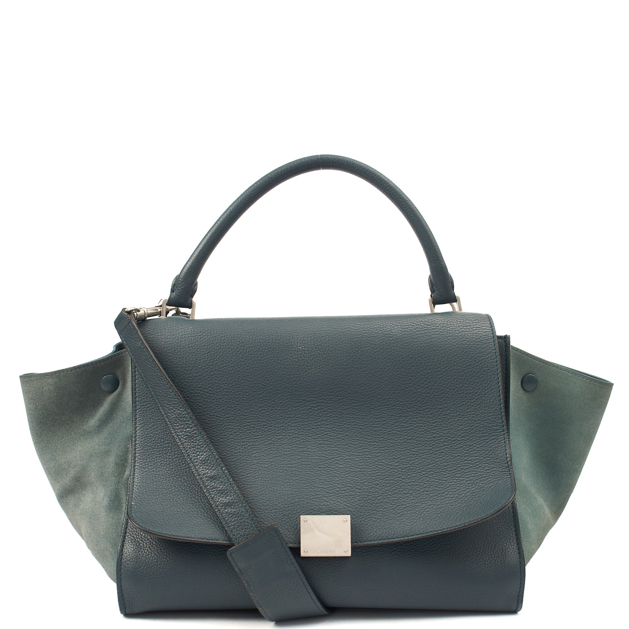 Celine Shoulder Bag Trapeze - Large in Blue, Leather — Front View