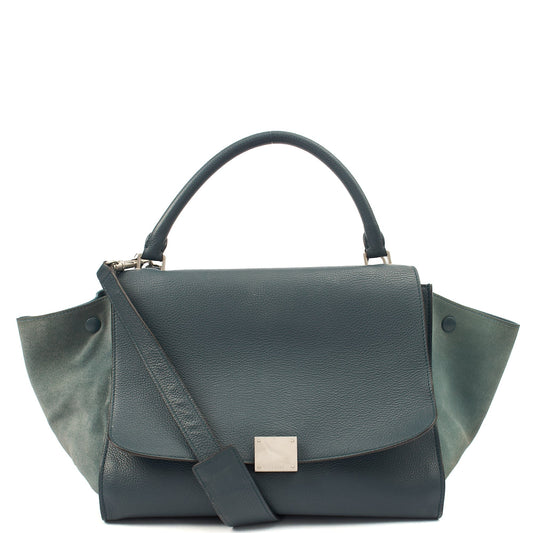 Celine Shoulder Bag Trapeze - Large in Blue, Leather — Front View