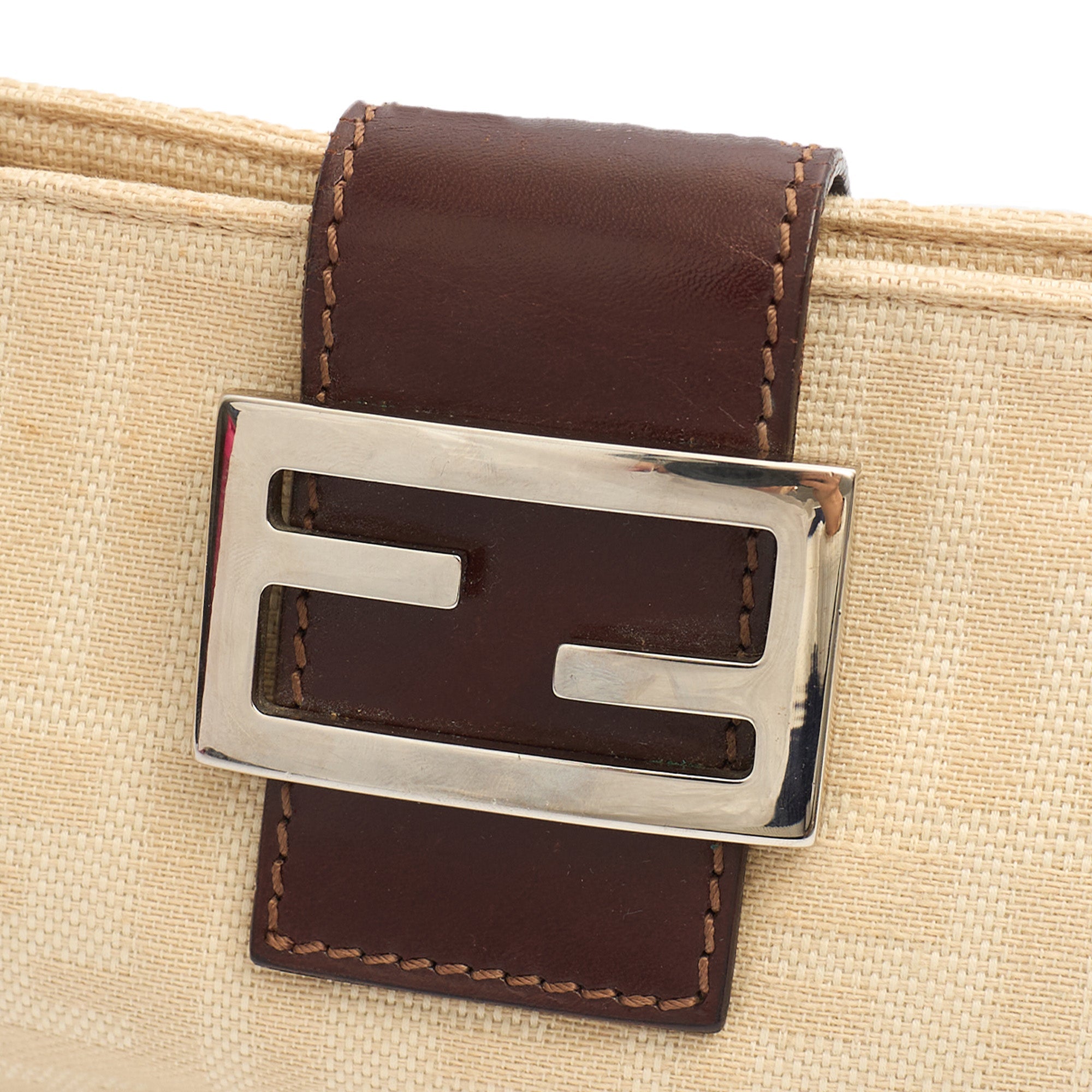Fendi Shoulder Bag Baguette - Mini in Zucca FF, Canvas — Back View