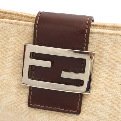 Fendi Shoulder Bag Baguette - Mini in Zucca FF, Canvas — Back View