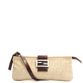 Fendi Shoulder Bag Baguette - Mini in Zucca FF, Canvas — Front View