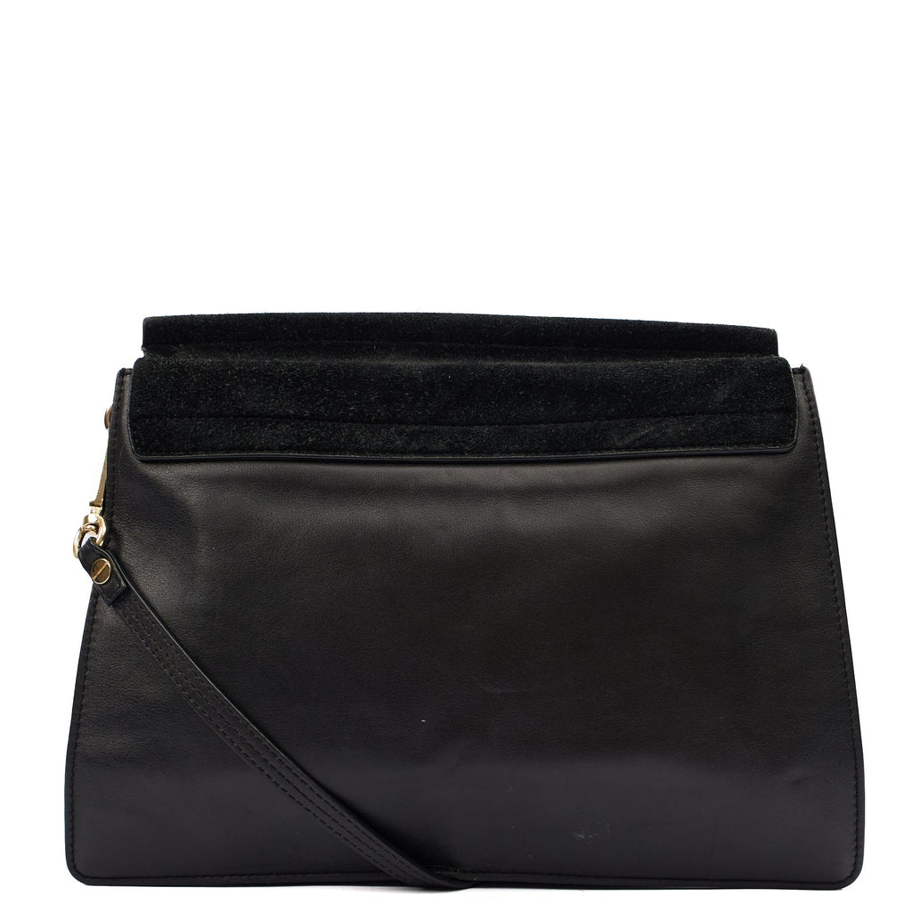 Chloe Satchel Faye - Medium in Black, Leather — Back View