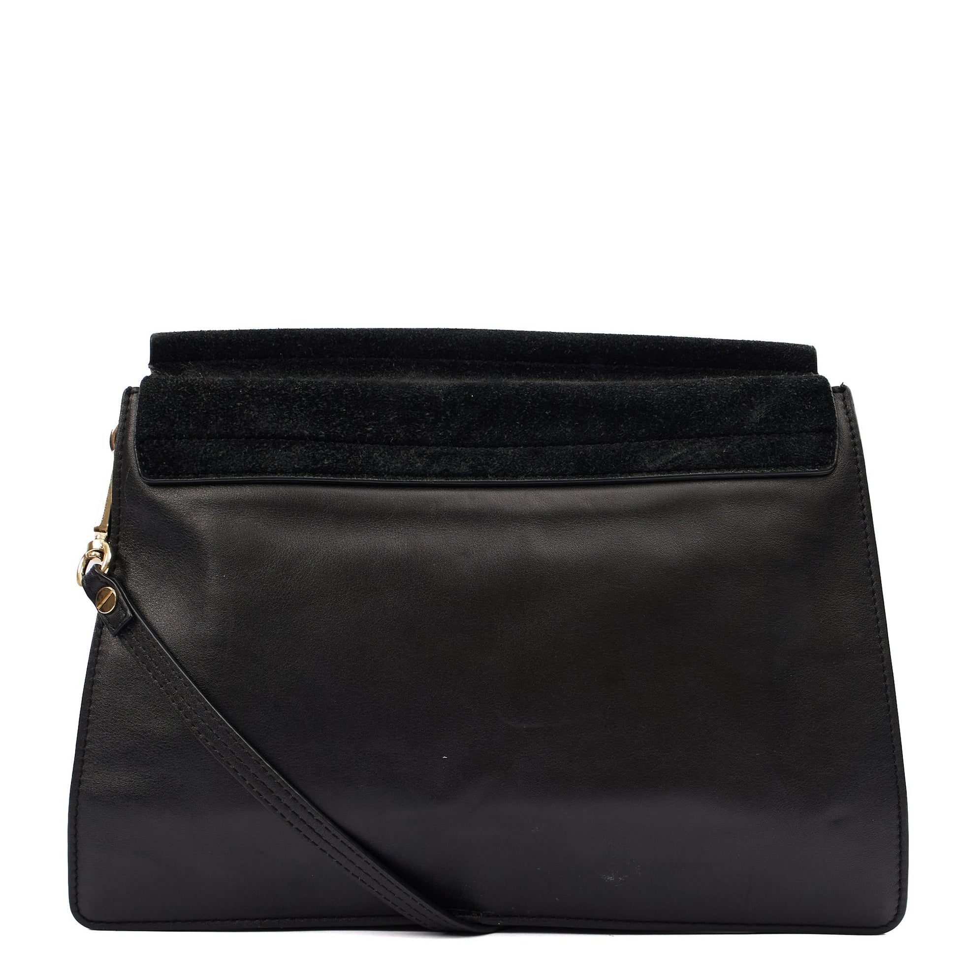 Chloe Satchel Faye - Medium in Black, Leather — Back View