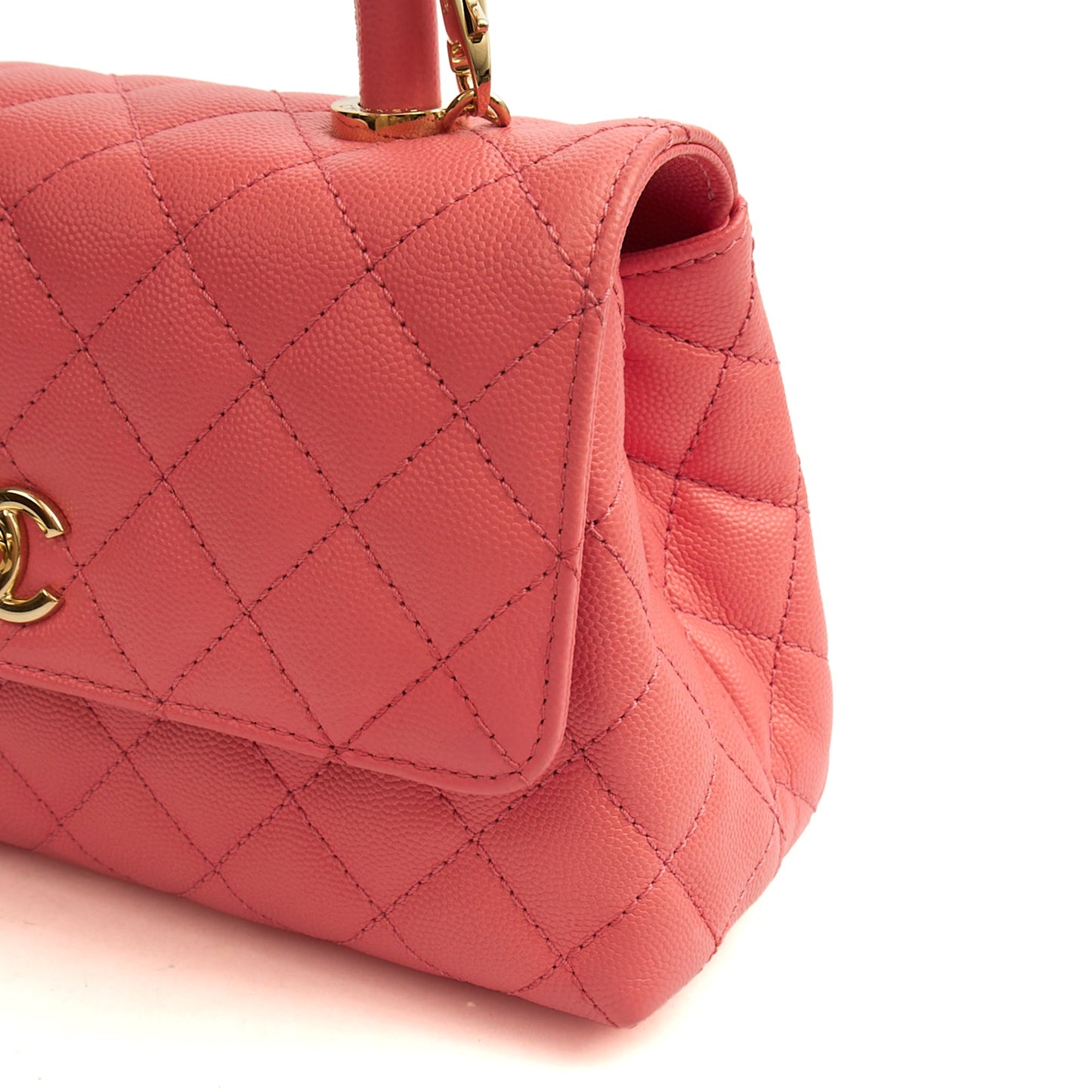 Chanel Top Handle Coco Top Handle in Pink, Caviar Leather — Alternate View 8