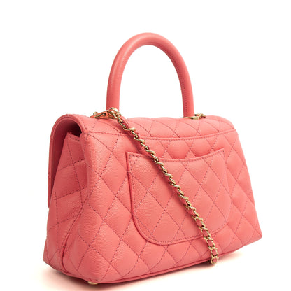 Chanel Top Handle Coco Top Handle in Pink, Caviar Leather — Alternate View 14
