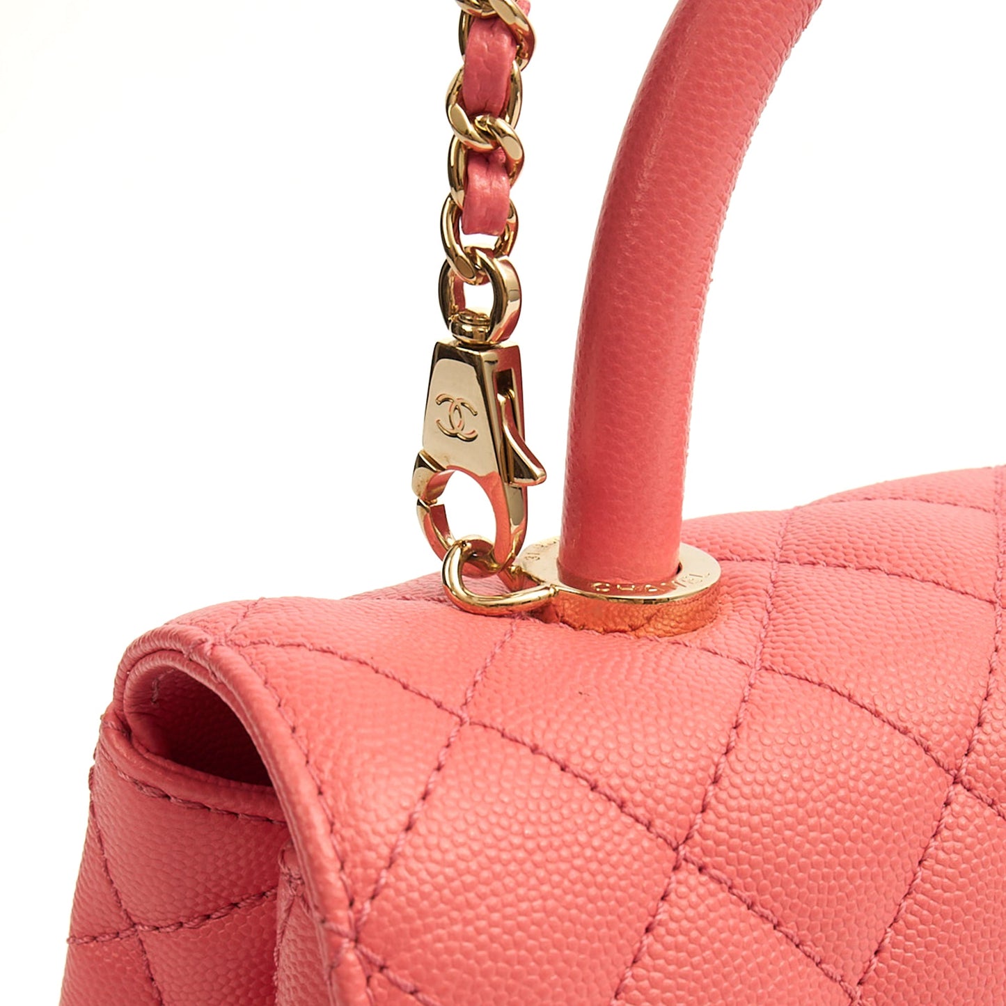 Chanel Top Handle Coco Top Handle in Pink, Caviar Leather — Alternate View 18