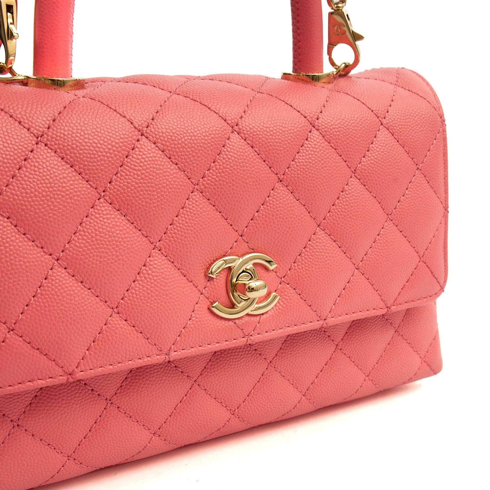 Chanel Top Handle Coco Top Handle in Pink, Caviar Leather — Alternate View 13