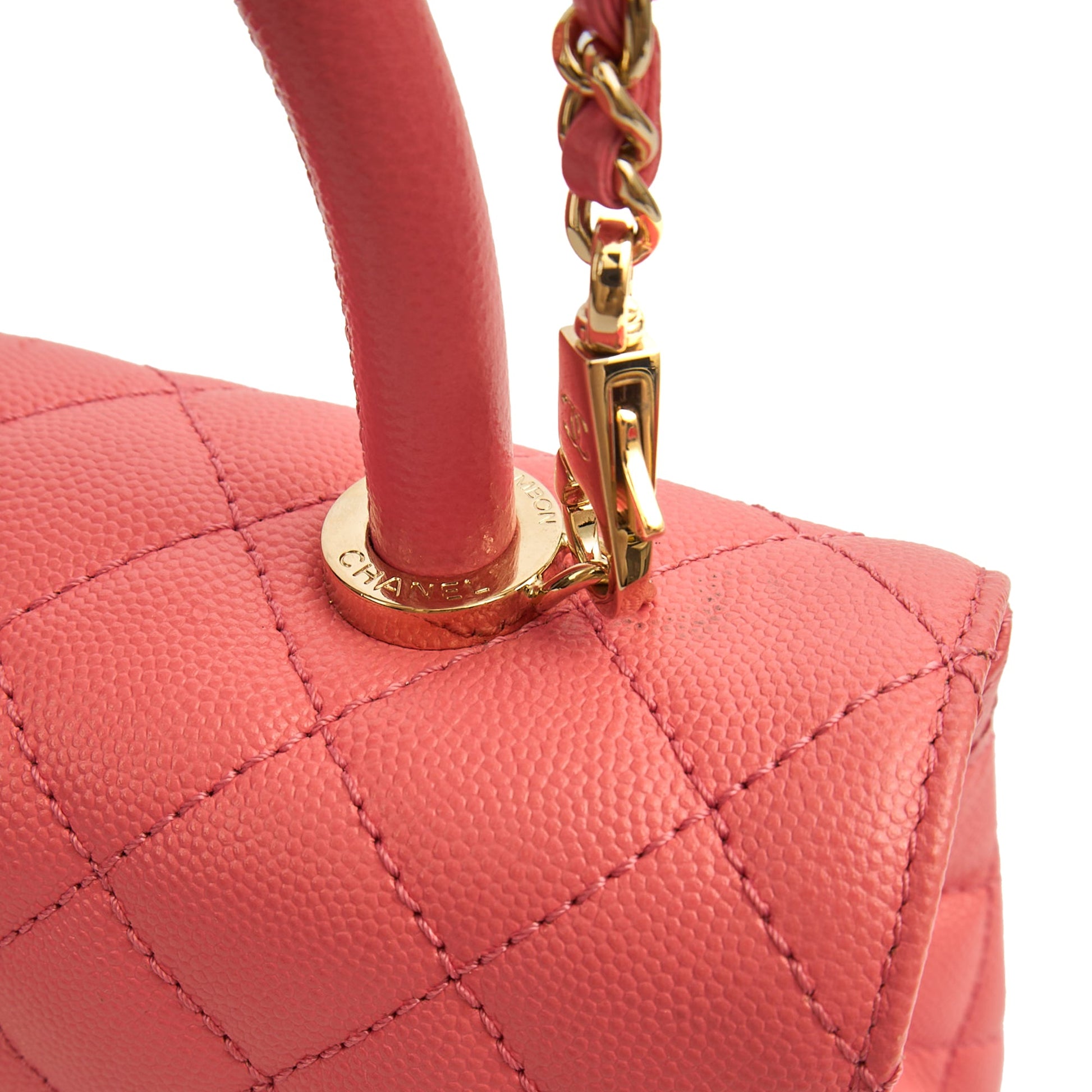 Chanel Top Handle Coco Top Handle in Pink, Caviar Leather — Alternate View 9