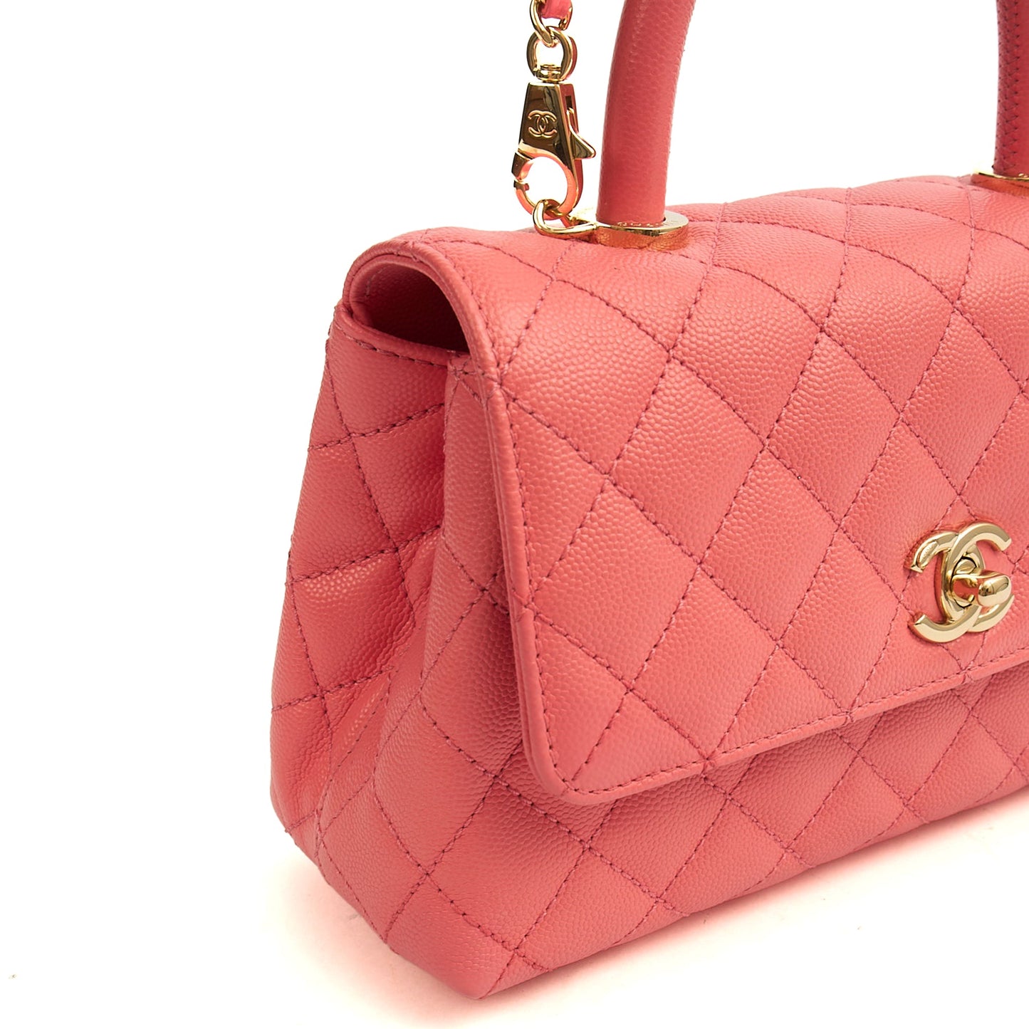 Chanel Top Handle Coco Top Handle in Pink, Caviar Leather — Lifestyle View
