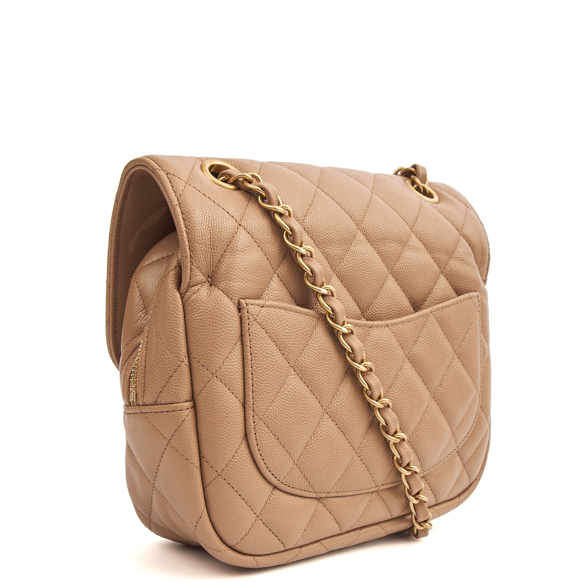 Chanel Flap Bag in Neutral, Caviar Leather — Alternate View 20