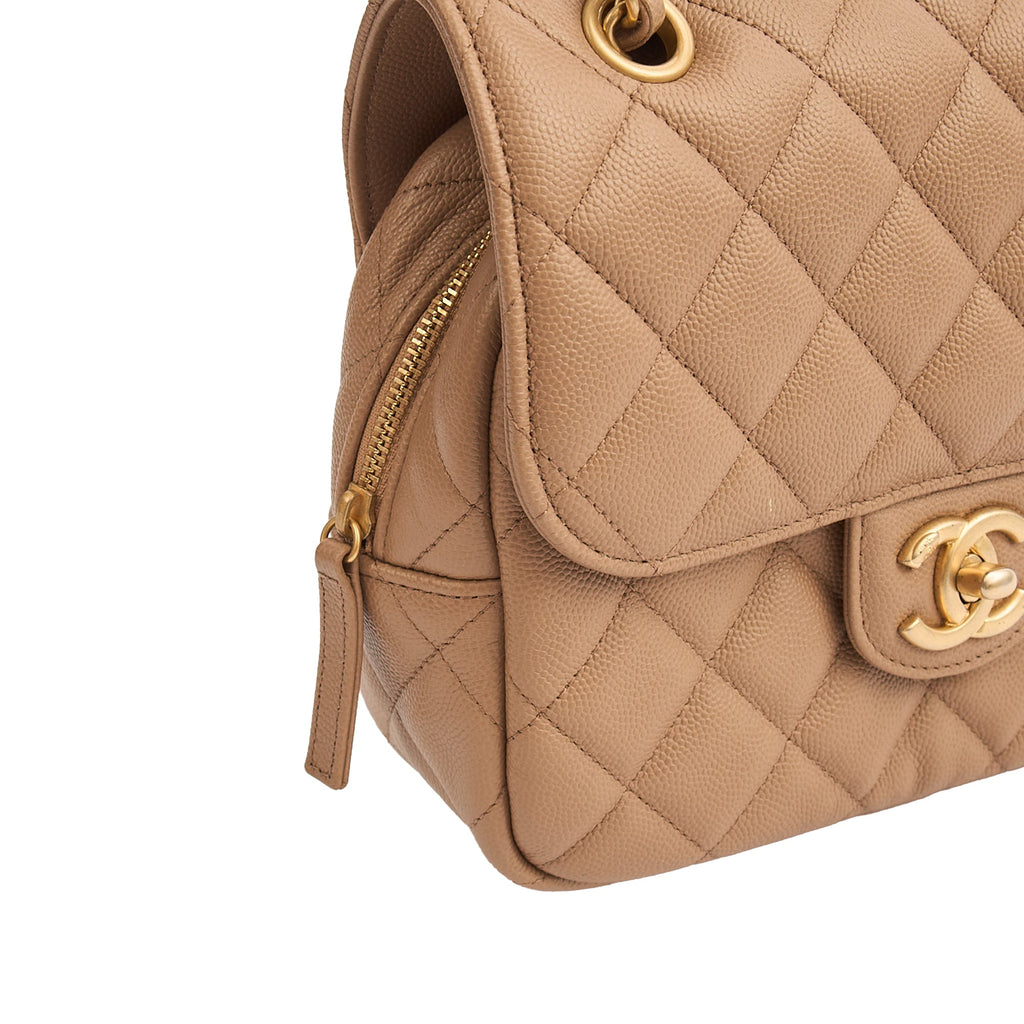 Chanel Flap Bag in Neutral, Caviar Leather — Alternate View 7