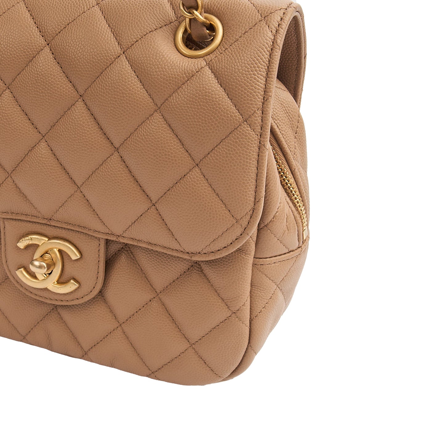 Chanel Flap Bag in Neutral, Caviar Leather — Alternate View 14