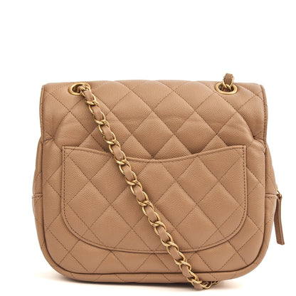 Chanel Flap Bag in Neutral, Caviar Leather — Back View