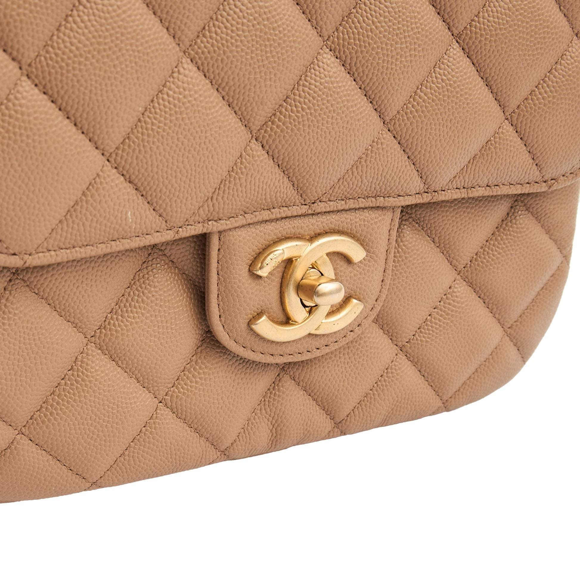 Chanel Flap Bag in Neutral, Caviar Leather — Lifestyle View