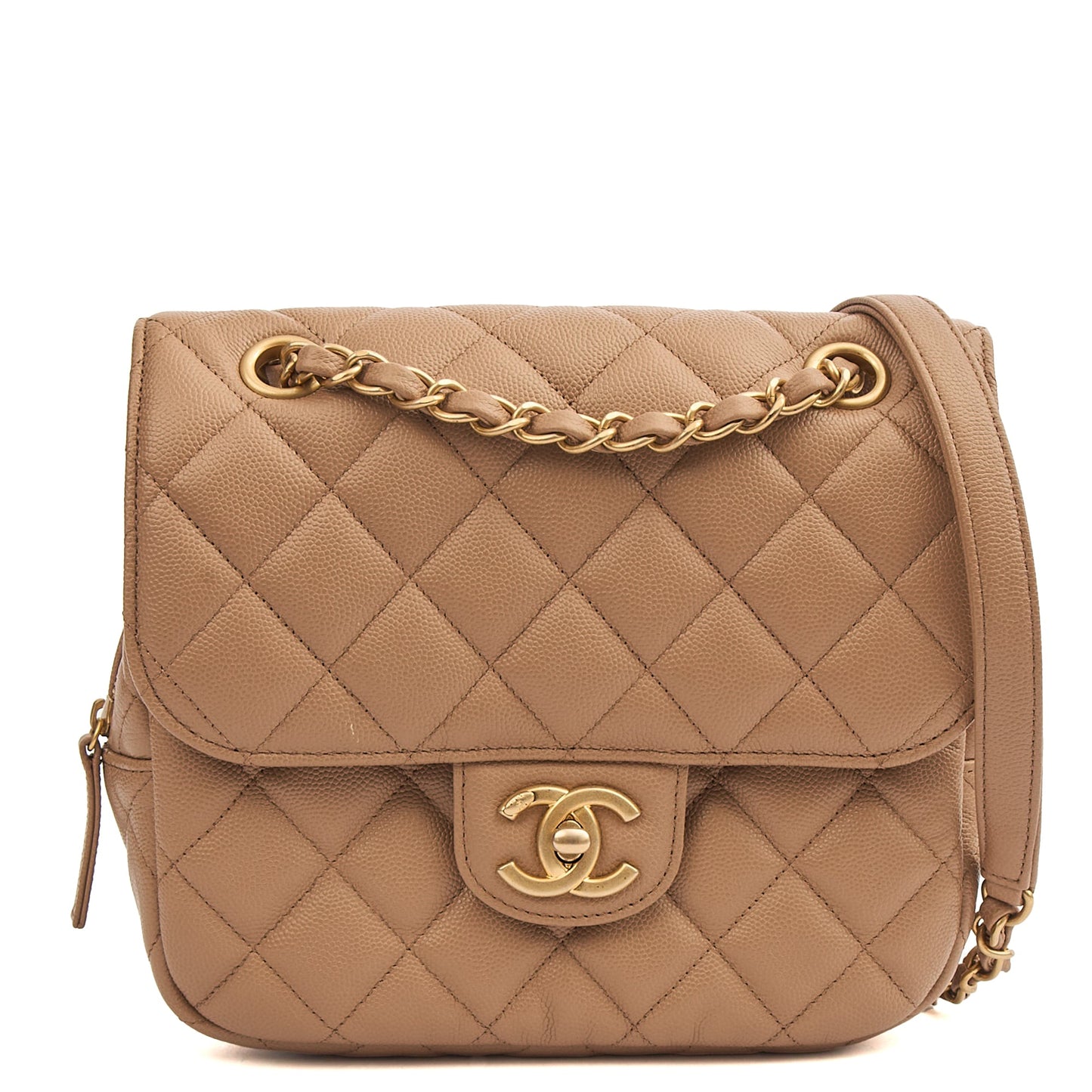 Chanel Flap Bag in Neutral, Caviar Leather — Alternate View 19