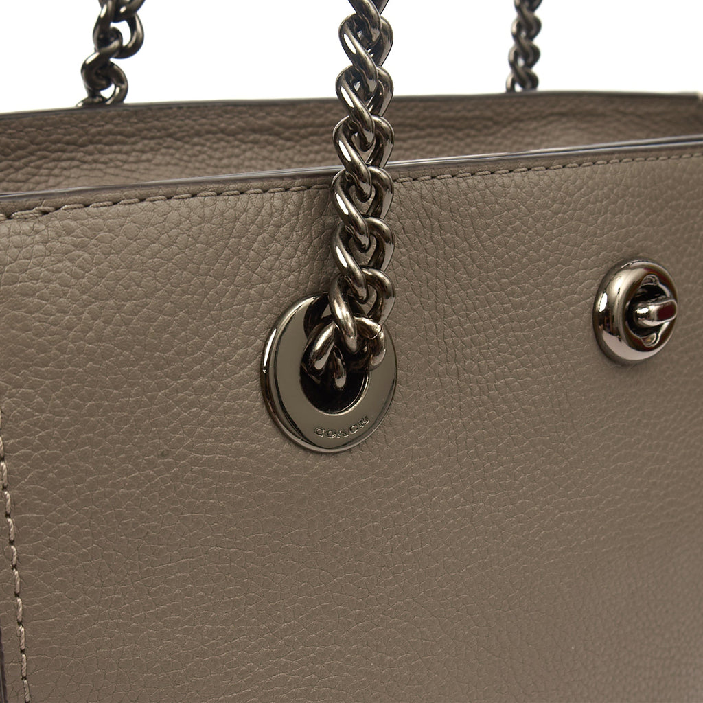 Coach Tote Turnlock Tote in Grey, Leather — Lifestyle View