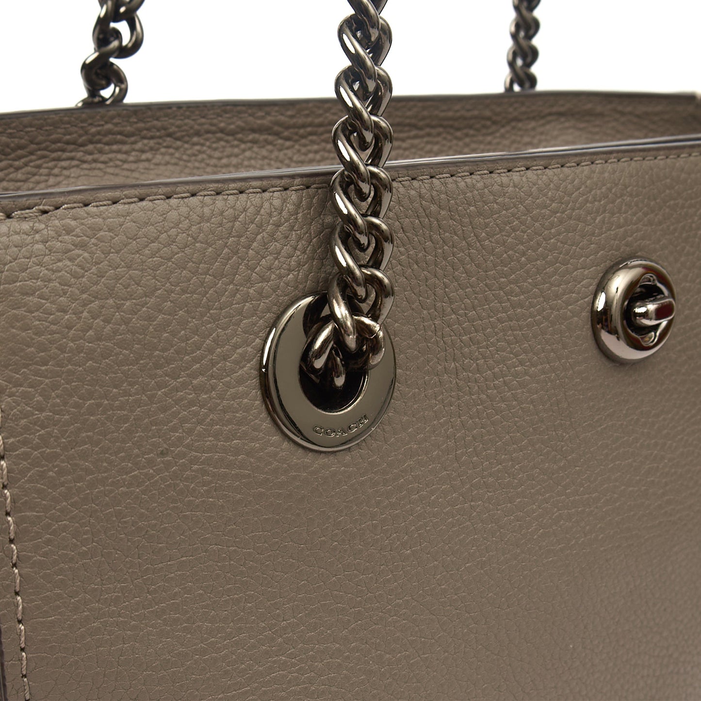 Coach Tote Turnlock Tote in Grey, Leather — Lifestyle View
