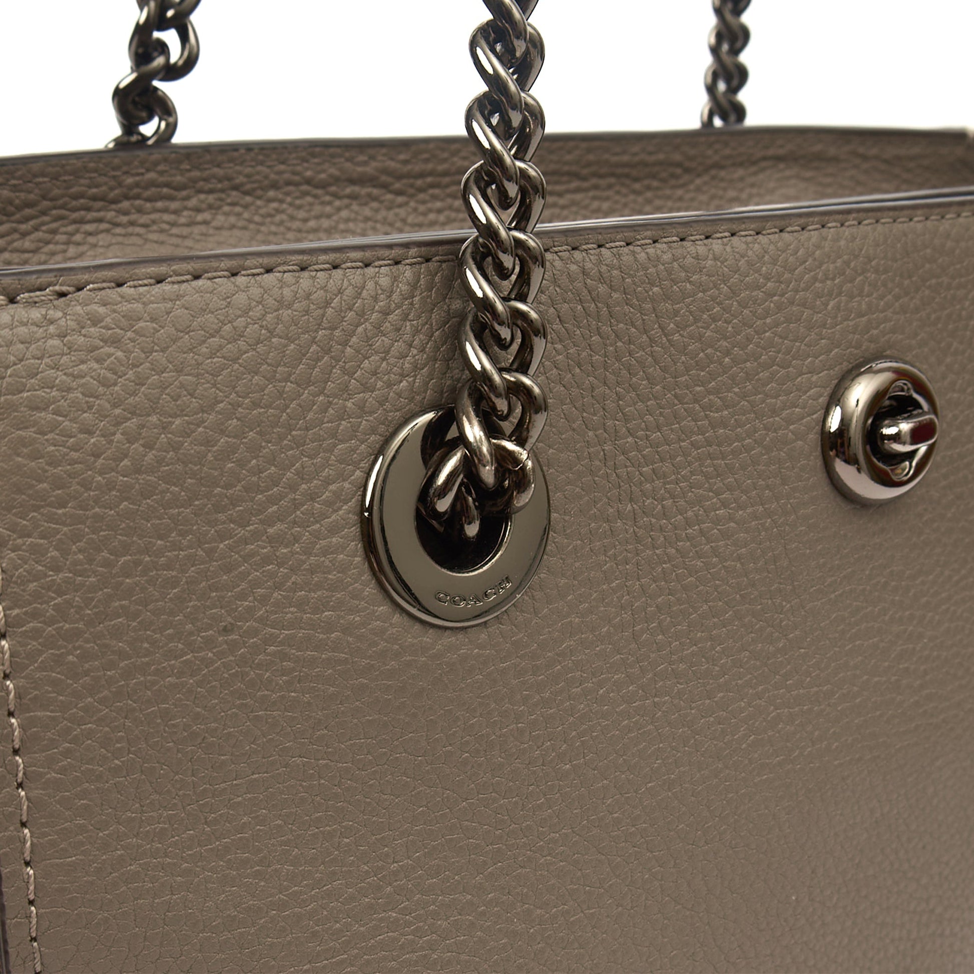 Coach Tote Turnlock Tote in Grey, Leather — Lifestyle View