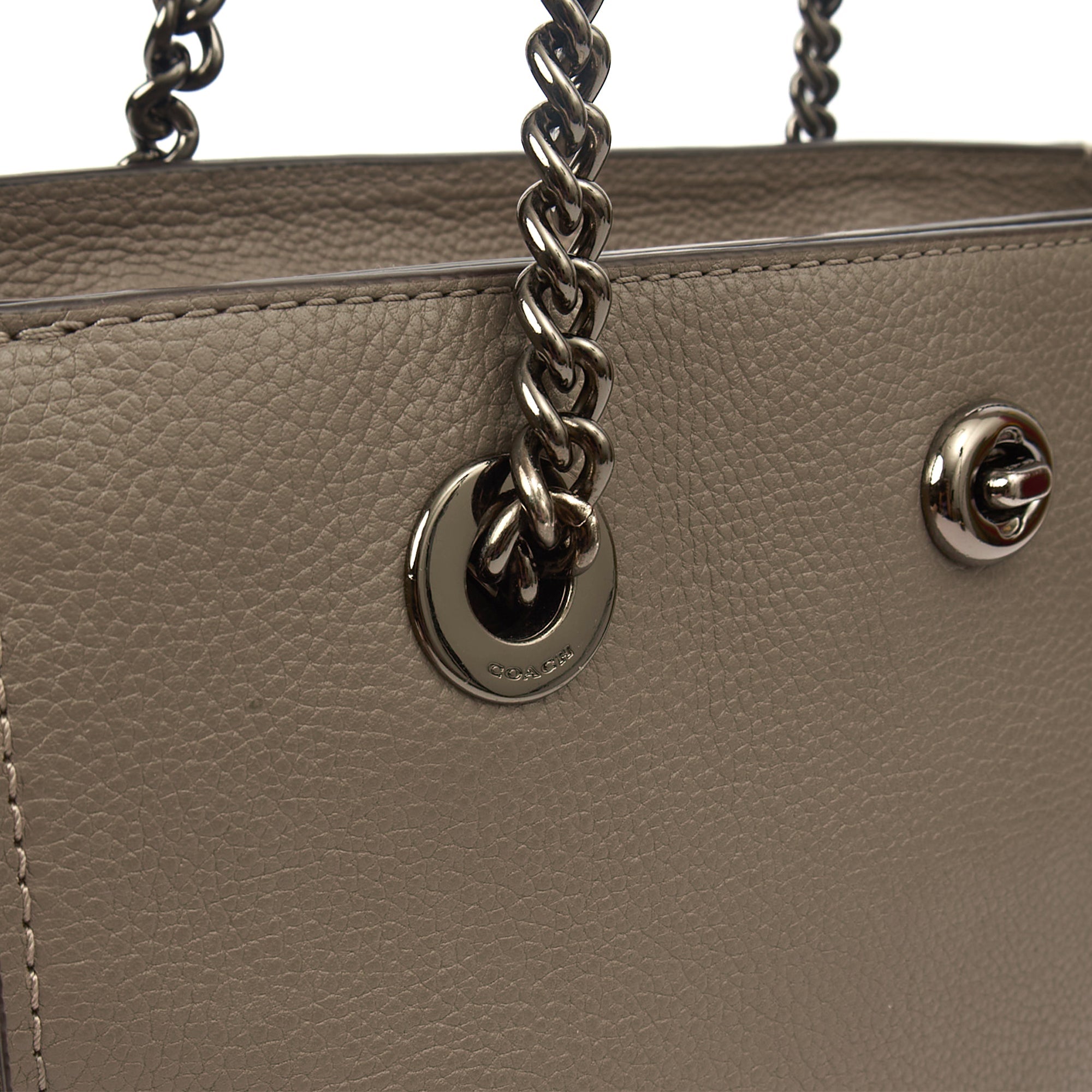 Coach Tote Turnlock Tote in Grey, Leather — Lifestyle View