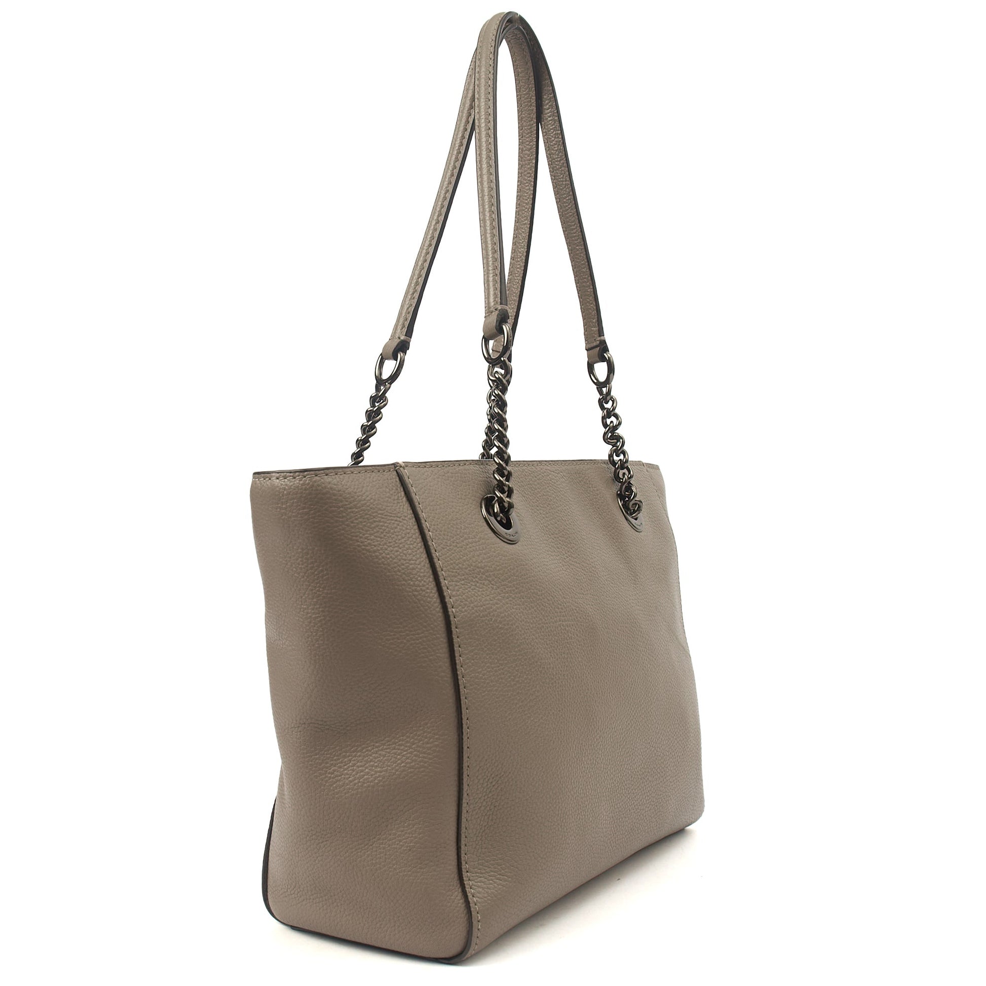 Coach Tote Turnlock Tote in Grey, Leather — Side View