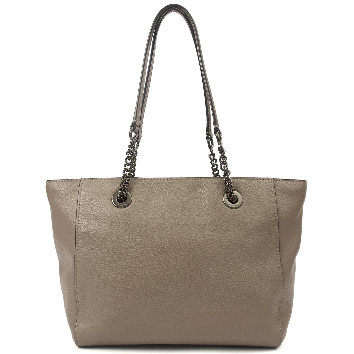 Coach Tote Turnlock Tote in Grey, Leather — Back View