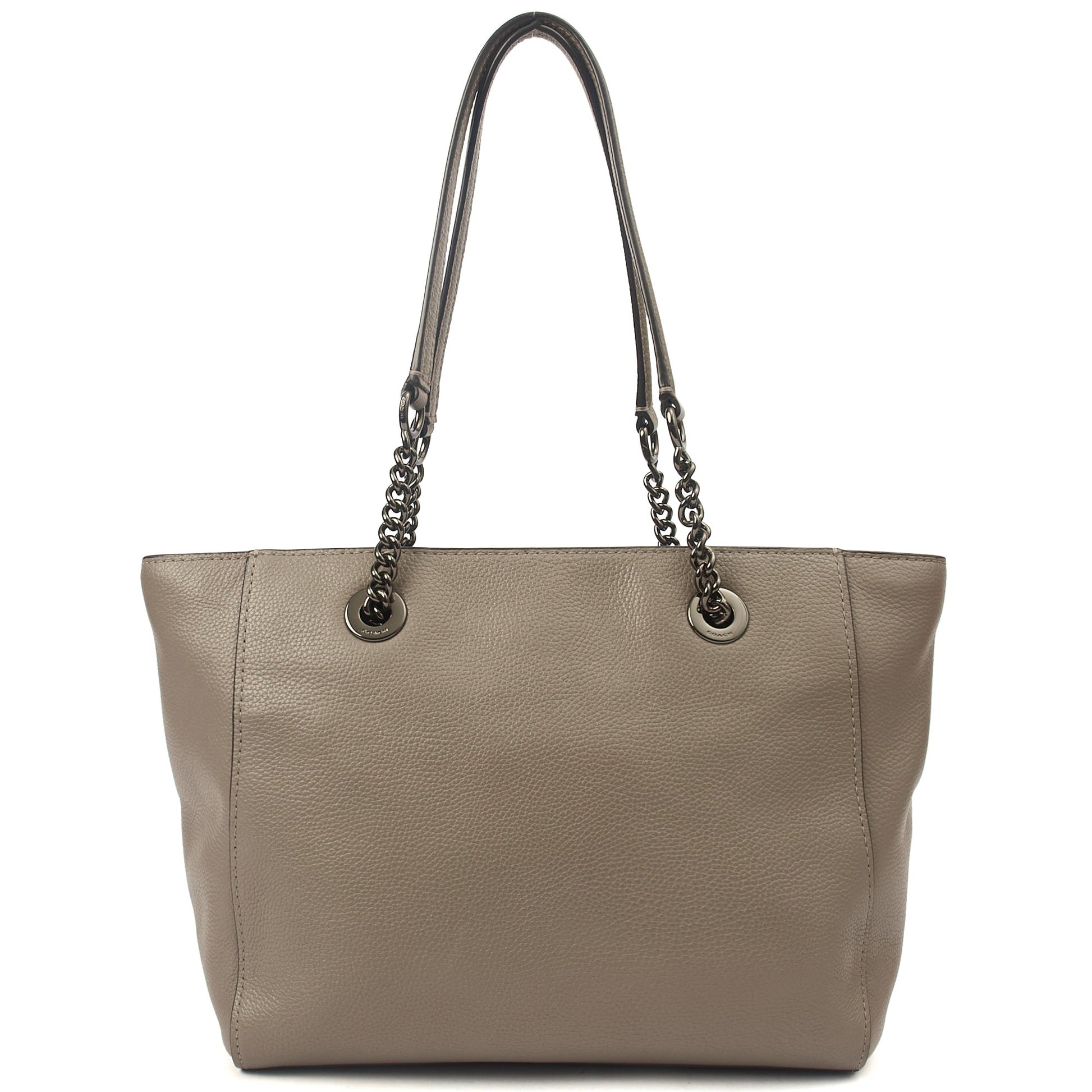 Coach Tote Turnlock Tote in Grey, Leather — Back View
