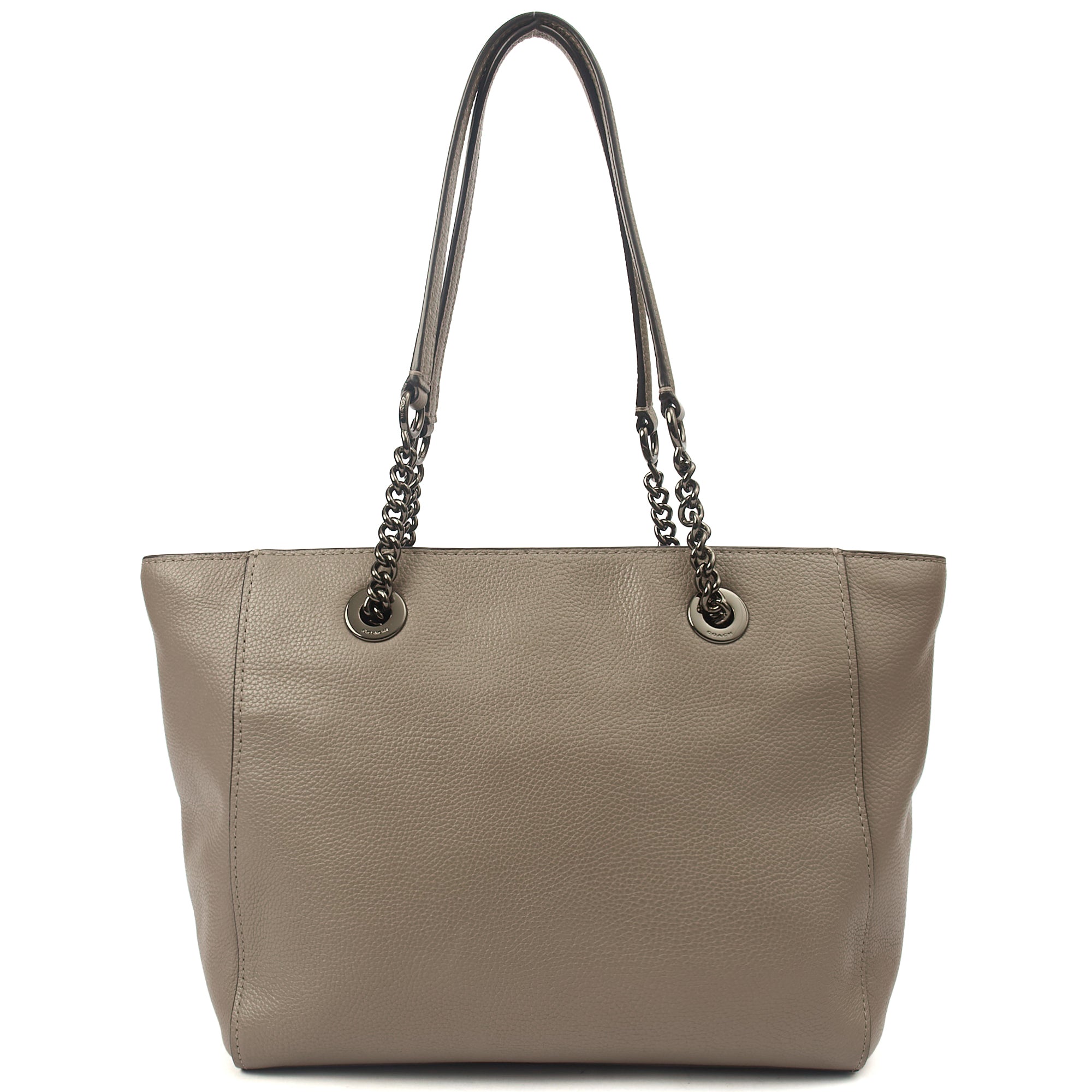 Coach Tote Turnlock Tote in Grey, Leather — Back View