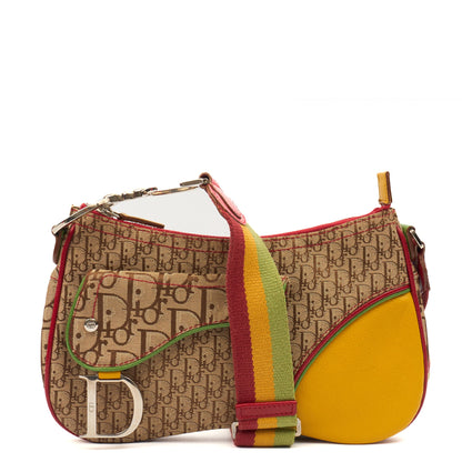 Christian Dior Cross Body Vintage Saddle in Brown, Canvas — Front View