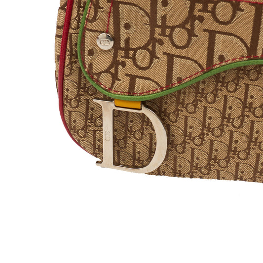Christian Dior Cross Body Vintage Saddle in Brown, Canvas — Side View