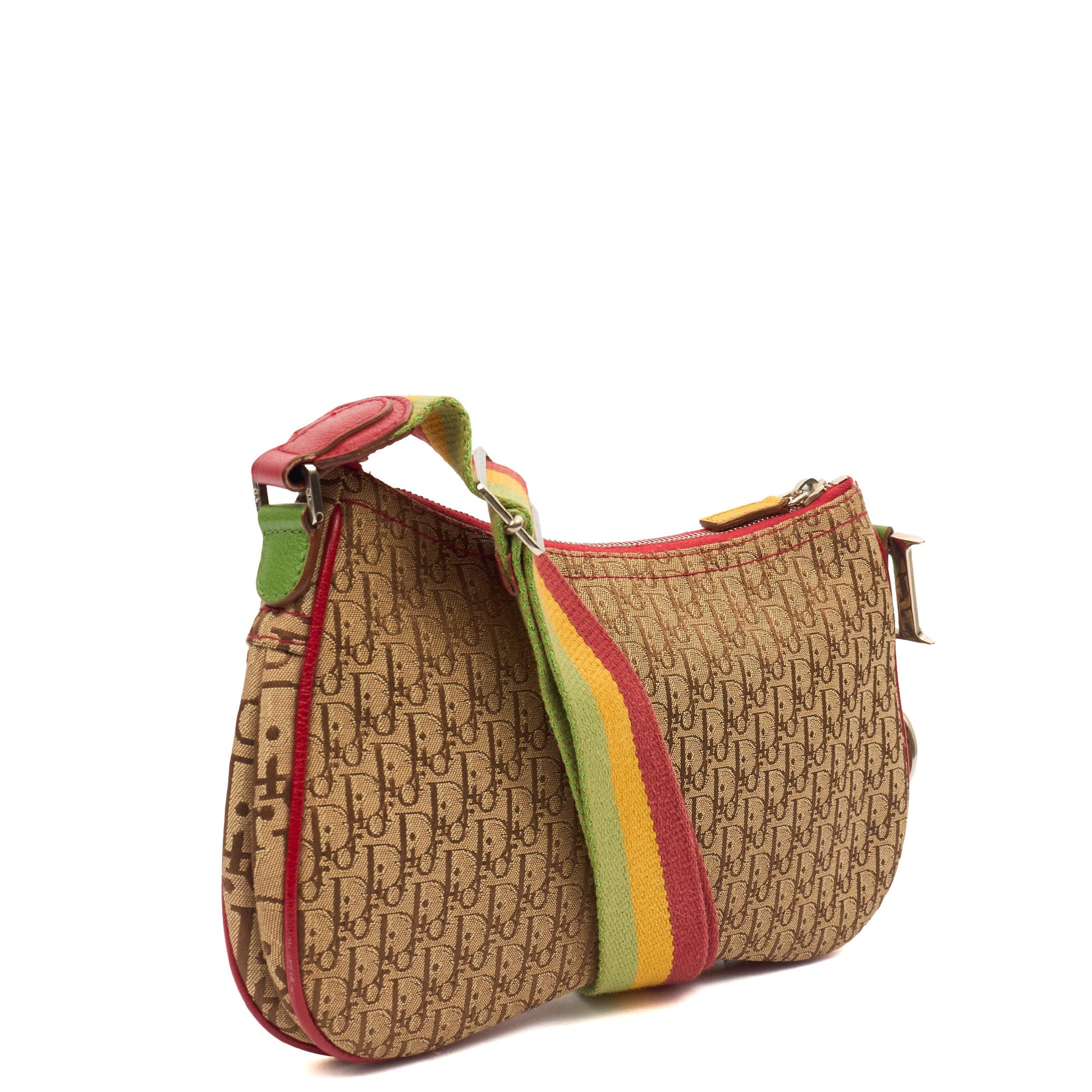 Christian Dior Cross Body Vintage Saddle in Brown, Canvas — Back View