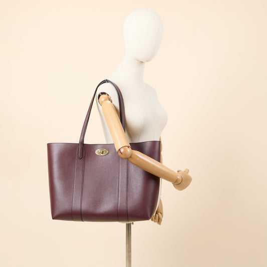 Mulberry Tote Bayswater Tote in Oxblood, Calfskin Leather — Side View