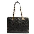 Chanel Tote Grand Shopping Tote in Black, Leather — Front View