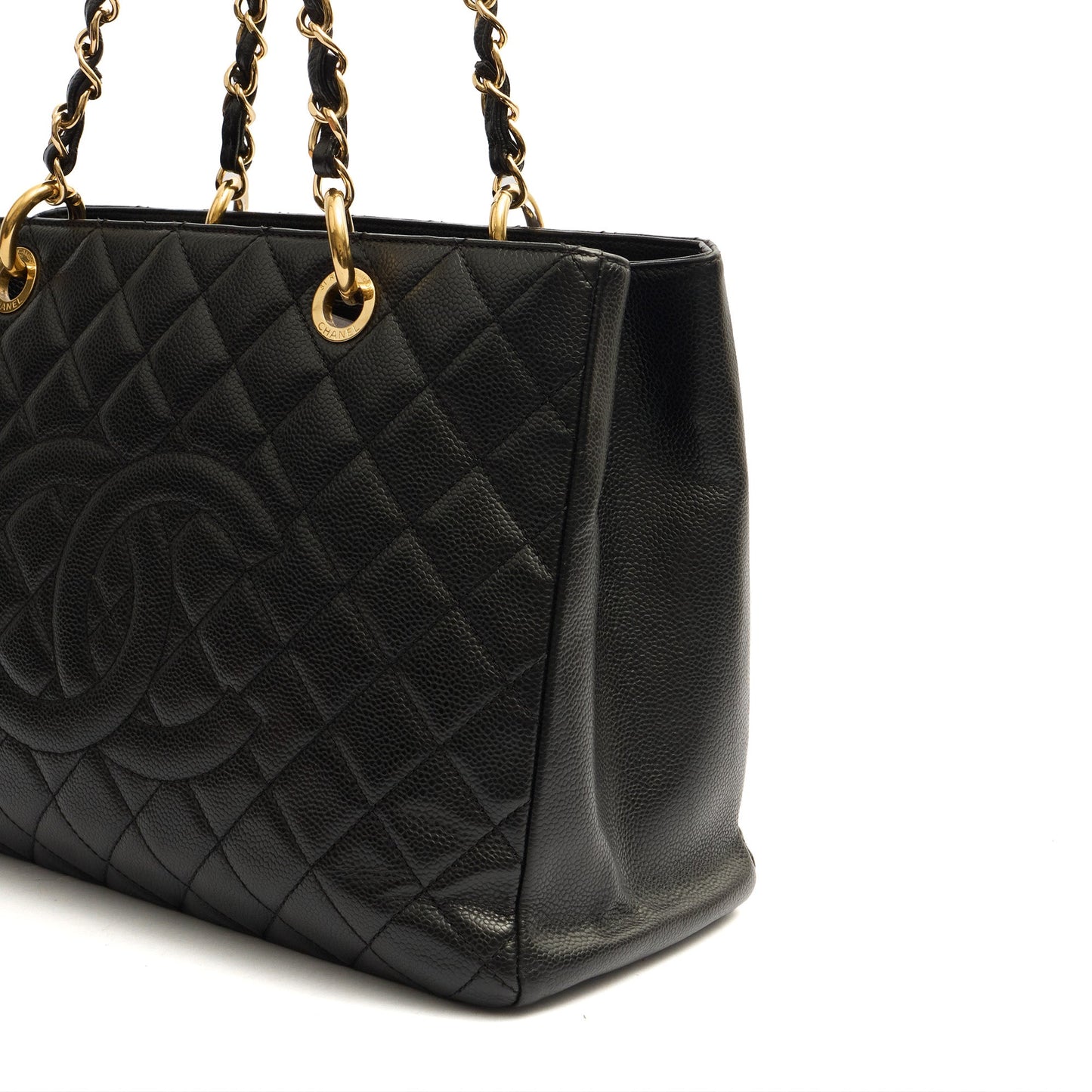 Chanel Tote Grand Shopping Tote in Black, Leather — Detail View