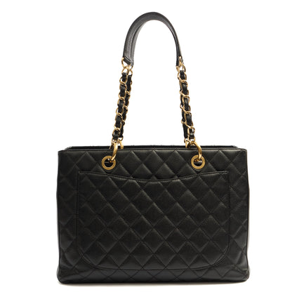 Chanel Tote Grand Shopping Tote in Black, Leather — Back View