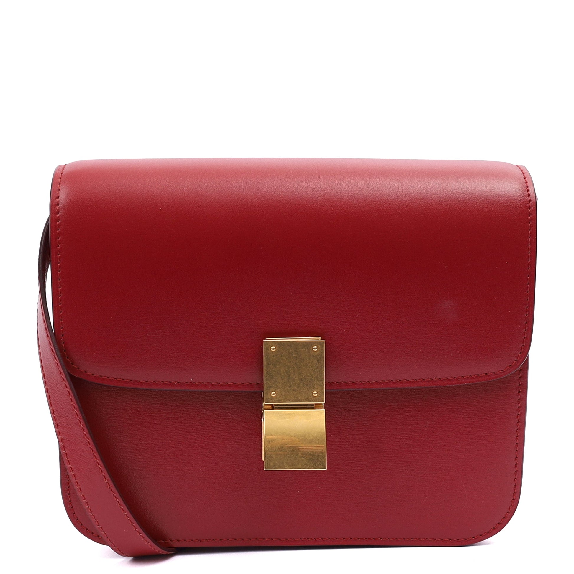 Celine Cross Body Box Bag - Medium in Red, Leather — Front View