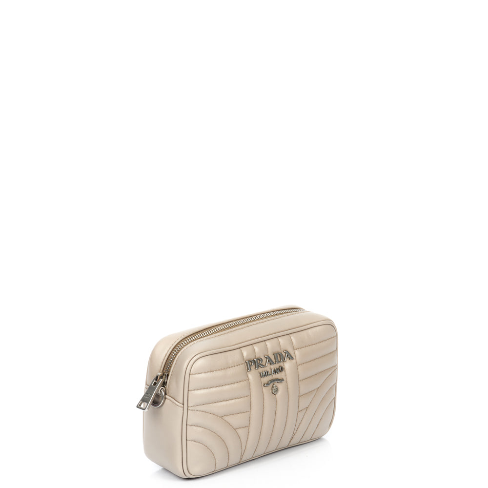 Prada Diagramme Wallet on Chain in Neutral, Leather — Side View