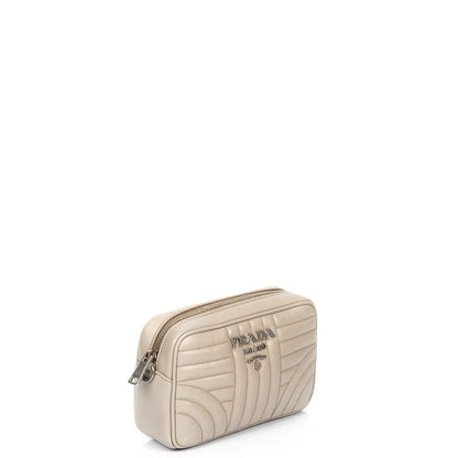 Prada Diagramme Wallet on Chain in Neutral, Leather — Side View