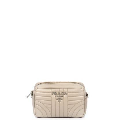 Prada Diagramme Wallet on Chain in Neutral, Leather — Front View