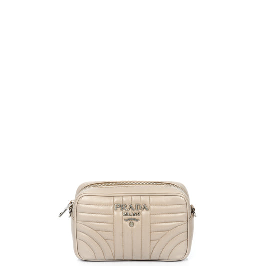 Prada Diagramme Wallet on Chain in Neutral, Leather — Front View