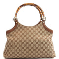 Gucci Tote Bamboo Shoulder in GG Supreme, GG Canvas — Front View