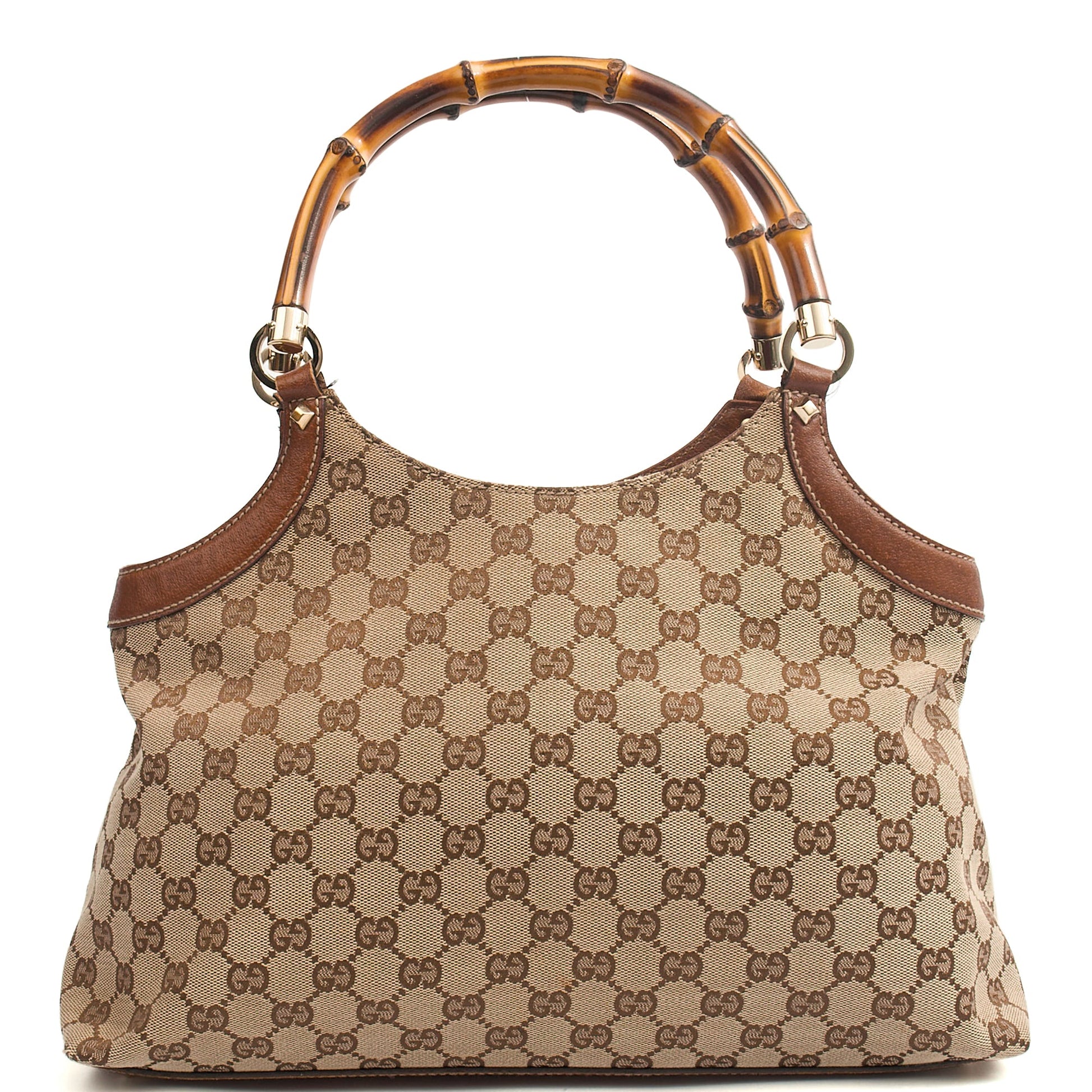 Gucci Tote Bamboo Shoulder in GG Supreme, GG Canvas — Front View